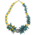 Coconut shell and wood beaded necklace, 'Lively' - Yellow and Teal Coconut Shell and Wood Beaded Necklace