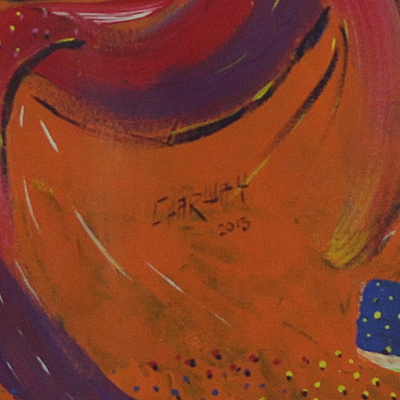'Sunshine Music' (2013) - Pintura firmada con temática musical expresionista de Ghana