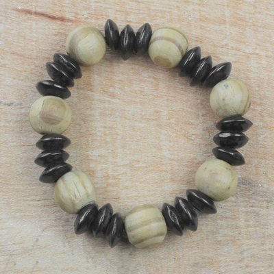 Wood beaded stretch bracelet, Charming Mother