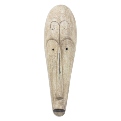 African wood mask, 'Fang Ngil' - Handcrafted Long African Sese Wood Mask from Ghana