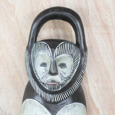 African wood mask, 'Fang Monkey' - Hand-Carved Sese Wood Fang Monkey African Mask