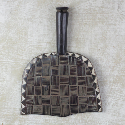 Wood wall art, 'Guro Weave' - Sese Wood Wall Art Hand Carved Decorative Fan from Ghana