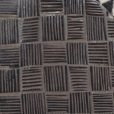 Wood wall art, 'Guro Weave' - Sese Wood Wall Art Hand Carved Decorative Fan from Ghana