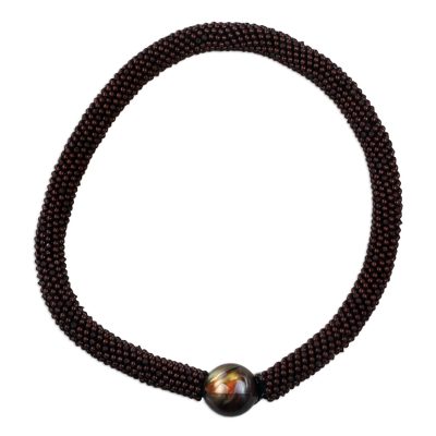 Recycled plastic beaded pendant necklace,