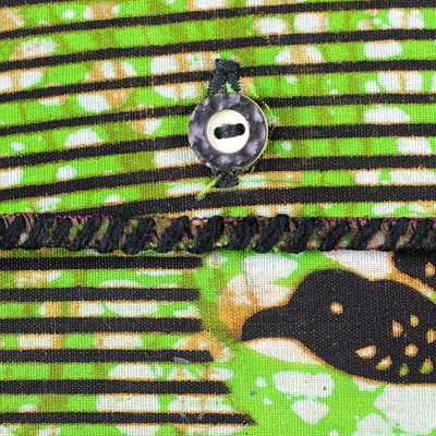 Cotton sling bag, 'Green Tag-Along' - Striped Cotton Shoulder Bag in Green from Ghana