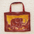 Batik cotton tote bag, 'Elephant at the Market' - Batik Cotton Elephant Tote Bag from Ghana