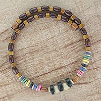 Wood beaded wrap necklace,
