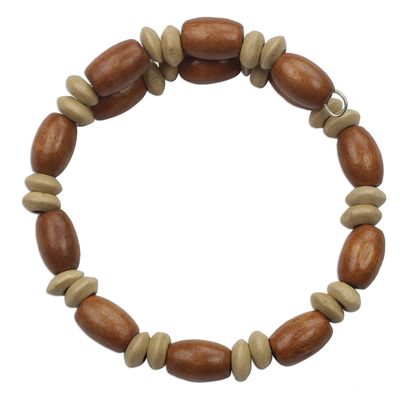 Wood Bead and Disc Wrap Bracelet