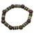 Wood beaded stretch bracelet, 'Monarch Caterpillar' - Yellow Black Recycled Plastic Disc and Wood Bead Bracelet