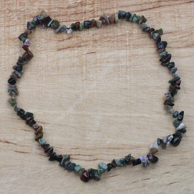 Quartz beaded necklace, 'Stone Bouquet' - West African Quartz Chip Handcrafted Long Strand Necklace