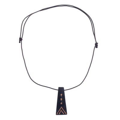 Wood pendant necklace, 'Odo Nsa All' - Long Sese Wood Pendant Necklace Hand Crafted in Ghana