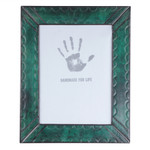 Leather photo wall frame, 'Green Curves' (8x10) - Handcrafted Green Leather Photo Frame from Ghana (8x10)