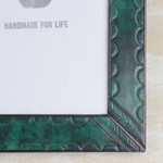 Leather photo wall frame, 'Green Curves' (8x10) - Handcrafted Green Leather Photo Frame from Ghana (8x10)
