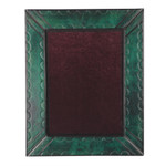 Leather photo wall frame, 'Green Curves' (8x10) - Handcrafted Green Leather Photo Frame from Ghana (8x10)