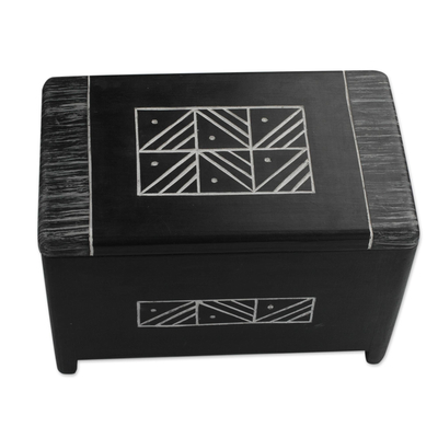 Caja decorativa de madera - Caja de madera de enebro canario negra decorativa hecha a mano