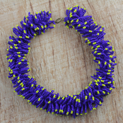 Recycled glass beaded necklace, 'Bright Universe' - Handcrafted Recycled Glass Beaded Necklace