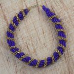 Recycled glass torsade necklace, 'Dare to Hope' - Handcrafted Recycled Glass Beaded Torsade Necklace