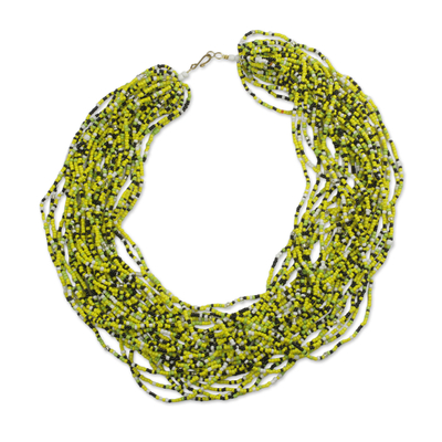 Recycled glass beaded necklace, 'African Paradise' - Handcrafted Recycled Glass Beaded Necklace from Ghana