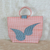 Recycled plastic tote handbag, 'Wondrous Flight' - Orange Butterfly Flight Recycled Plastic Tote Handbag