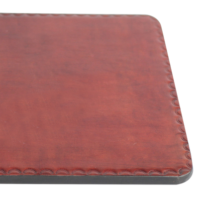Leather mouse pad, 'Captivating Currant' - Handmade Brown Currant Leather Mouse Pad Office Accessory
