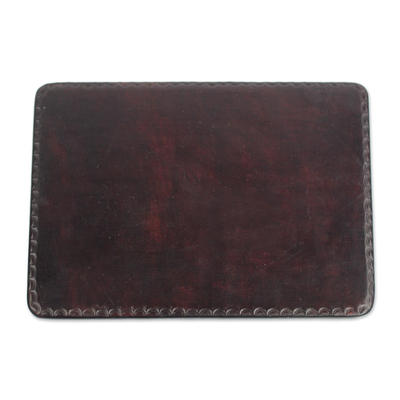 Leather mousepad, 'Elegant Pad in Brown' - Handcrafted Brown Leather Mousepad from Ghana