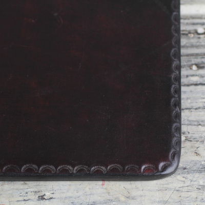 Leather mousepad, 'Elegant Pad in Brown' - Handcrafted Brown Leather Mousepad from Ghana