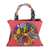 Cotton handle handbag, 'Bow Tie Beauty' - Multi-Colored Cotton Print Imitation Leather Handle Handbag
