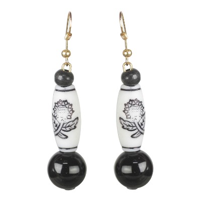 Recycled glass and plastic dangle earrings,