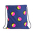 Cotton drawstring backpack, 'Bright Suns' - Blue Cotton Drawstring Backpack with Yellow and Pink Suns
