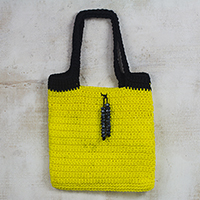 Crocheted handbag, 'Marigold Love' - Crocheted Handbag in Marigold from Ghana