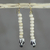 Wood dangle earrings, 'Resonate' - Black Sound Wave Pattern on Cream Wood Bead Dangle Earrings