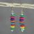 Wood beaded dangle earrings, 'Stacked Color' - Multi-Color Wood Disc Beaded Dangle Earrings from Ghana thumbail