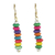 Wood beaded dangle earrings, 'Stacked Color' - Multi-Color Wood Disc Beaded Dangle Earrings from Ghana
