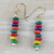Wood beaded dangle earrings, 'Stacked Color' - Multi-Color Wood Disc Beaded Dangle Earrings from Ghana