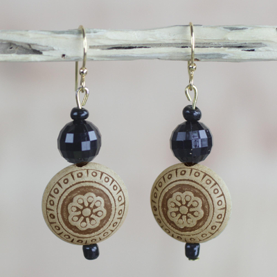 Recycled plastic beaded dangle earrings, 'Highly Favored' - Faceted Floral Recycled Plastic Round Dangle Earrings