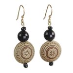 Recycled plastic beaded dangle earrings, 'Highly Favored' - Faceted Floral Recycled Plastic Round Dangle Earrings