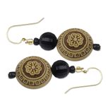 Recycled plastic beaded dangle earrings, 'Highly Favored' - Faceted Floral Recycled Plastic Round Dangle Earrings