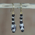 Batik wood and bone dangle earrings, 'All Is Well' - Black and White Recycled Sese Wood and Bone Dangle Earrings (image 2) thumbail