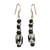 Batik wood and bone dangle earrings, 'All Is Well' - Black and White Recycled Sese Wood and Bone Dangle Earrings (image 2a) thumbail