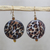 Recycled glass dangle earrings, 'Leopard Style' - Recycled Glass Leopard Motif Earrings from Ghana