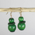 Wood and coconut shell dangle earrings, 'Green and Mighty' - Handcrafted Green and Mighty Sese Wood Dangle Earrings thumbail