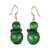 Wood and coconut shell dangle earrings, 'Green and Mighty' - Handcrafted Green and Mighty Sese Wood Dangle Earrings (image 2a) thumbail