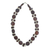 Wood beaded necklace, 'Guidance' - Brown and White Wood Beaded Necklace from Ghana