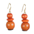 Wood beaded dangle earrings, 'Tropical Sunset' - Orange Sese Wood and Recycled Plastic Dangle Earrings