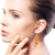 Wood beaded dangle earrings, 'Tropical Sunset' - Orange Sese Wood and Recycled Plastic Dangle Earrings
