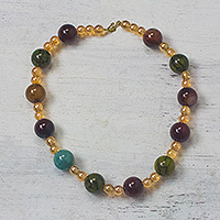 Recycled glass beaded necklace, 'Sweet Festivity' - Multi-Color Recycled Glass Beaded Festive Necklace