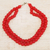 Recycled glass beaded necklace, 'Rosy Red' - Recycled Glass Beaded Necklace in Red from Ghana thumbail