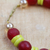Recycled glass beaded bracelet, 'Frosty Berries' - Red and Yellow Striped Recycled Glass Beaded Bracelet (image 2b) thumbail