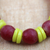 Recycled glass beaded bracelet, 'Frosty Berries' - Red and Yellow Striped Recycled Glass Beaded Bracelet (image 2c) thumbail