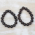 Recycled glass beaded stretch bracelets, 'Coffee Sensation' (pair) - Brown Recycled Glass Beaded Stretch Bracelets (Pair) thumbail